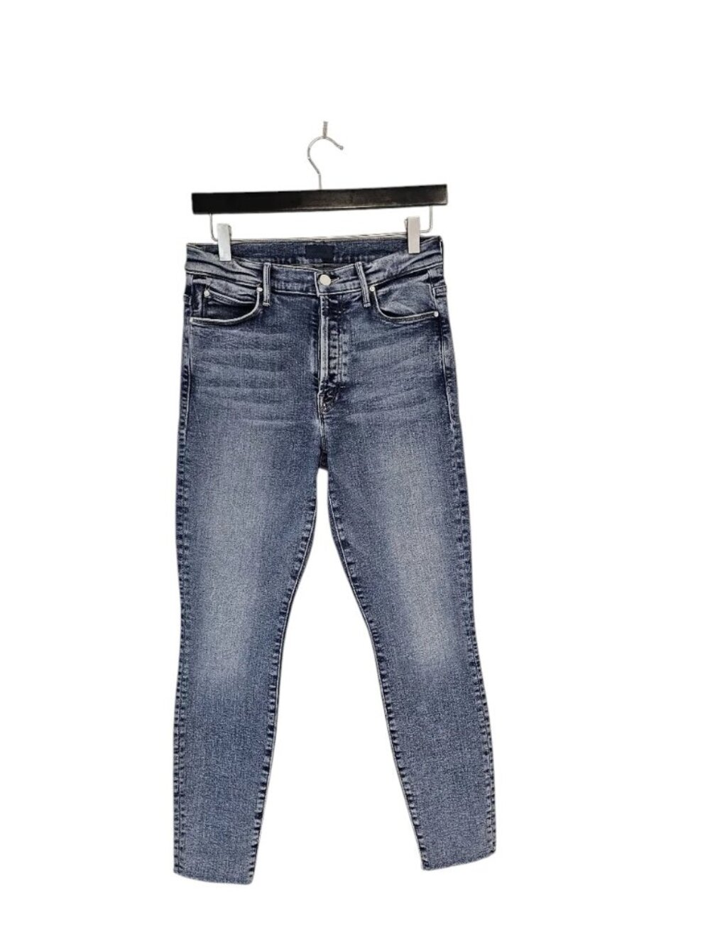 MOTHER The Stunner Ankle‎ Fray High Rise Skinny Whiplash Blue Jeans 28 Preowned